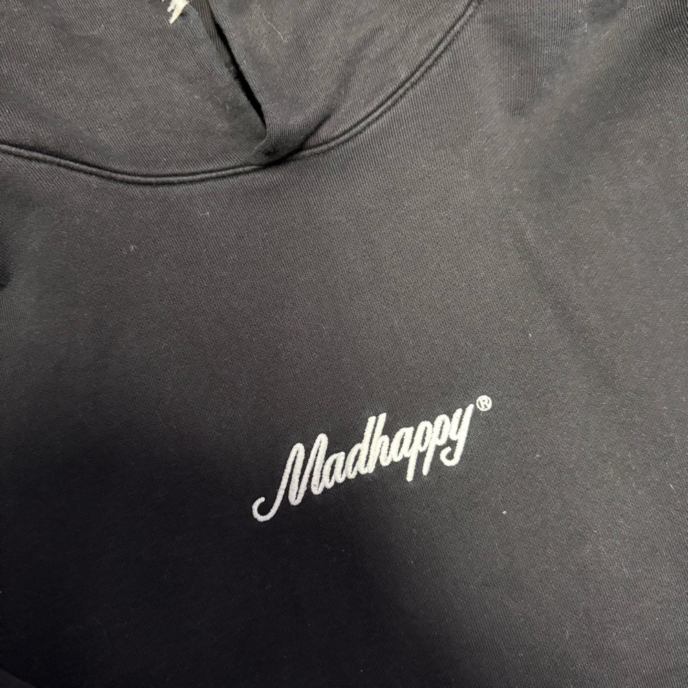 Women’s Sz XL Heavyweight Madhappy Black and White Signature Logo Hoodie Preppy - Picture 4 of 9